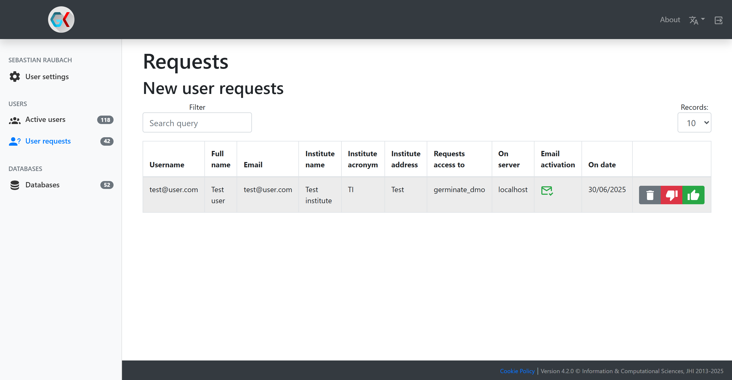 Access request table