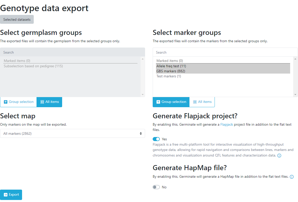 Genotypic export page