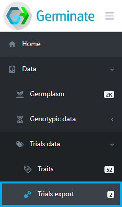 Traits export page menu item